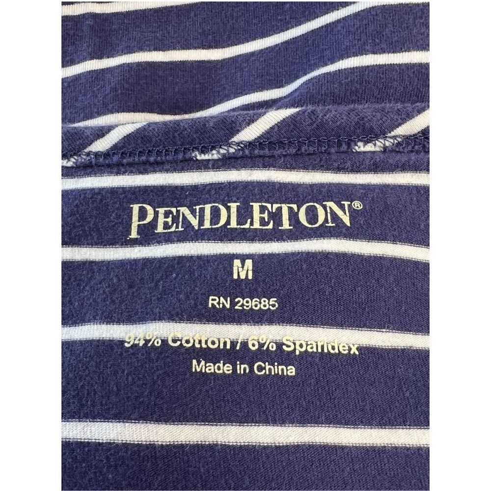 Pendleton Womens Candy Striped Scoop Neck 3/4 Sleeves Cotton Casual Top M - Picture 3 of 3